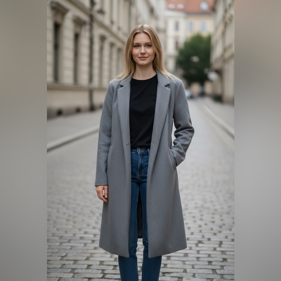 Zara Classic Gray Trench Coat - Picture 1 of 6